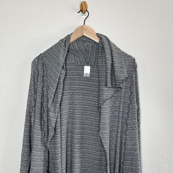 Angelrox women’s Striped Gray Cardigan OS Draped Open Front lagenlook - Picture 3 of 10